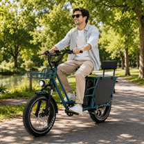 Hombre montando la bicicleta eléctrica fat bike KOOLUX X7 Pro en un parque
