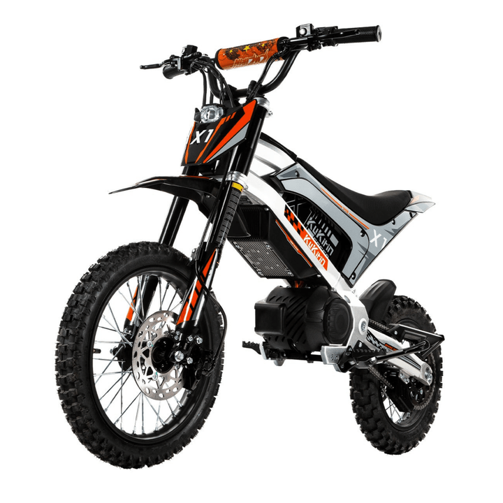 Moto cross eléctrica KuKirin X1 en vista frontal en ángulo