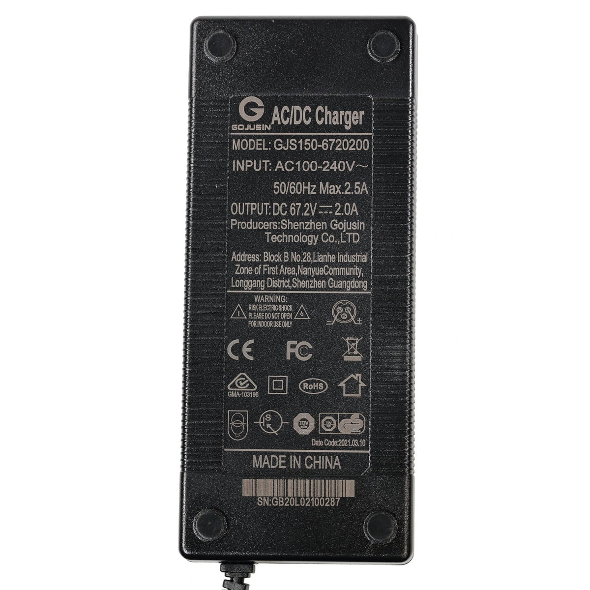 Cargador para VSETT/ZERO 60V, vista superior