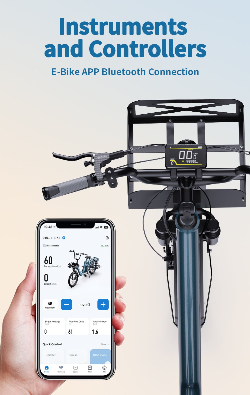 App móvil para la bicicleta eléctrica OneSport OT01
