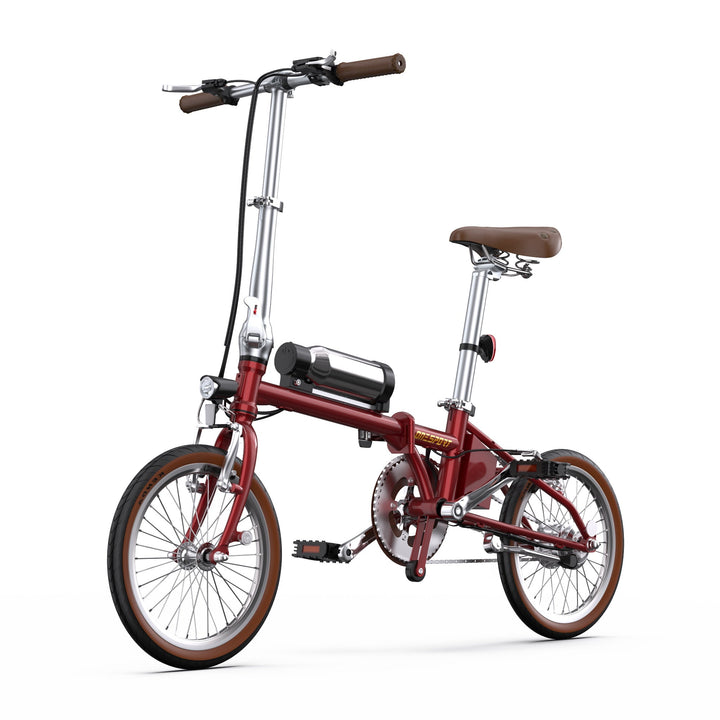 Bicicleta eléctrica plegable OneSport OT02 vista de frente en color rojo