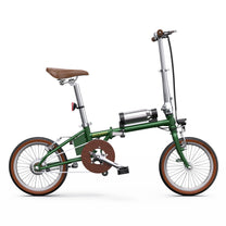 Bicicleta eléctrica plegable OneSport OT02 vista desde el lado opuesto en color verde
