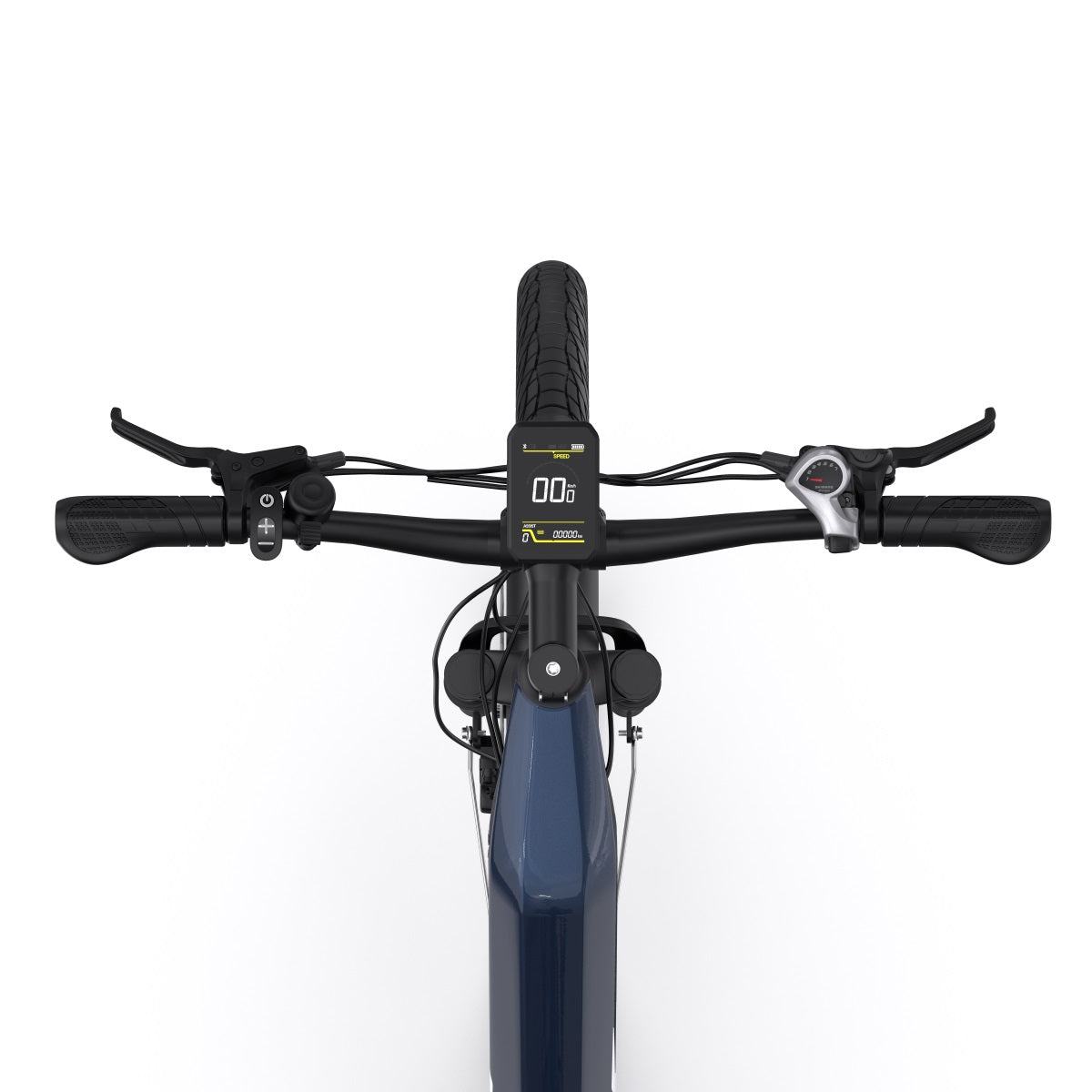 Manillar de la OneSport OT05 en color azul desde arriba