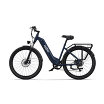 Bicicleta eléctrica OneSport OT05 vista de lado en color azul