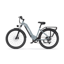 Bicicleta eléctrica OneSport OT05 vista de lado en color azul claro