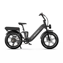 Bicicleta eléctrica fat bike OneSport OT08 Pro vista desde el lado opuesto en color gris