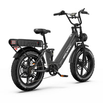 Bicicleta eléctrica fat bike OneSport OT08 Pro vista en ángulo desde atrás en color gris