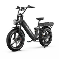 Bicicleta eléctrica fat bike OneSport OT08 Pro en vista frontal en ángulo en color gris