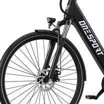 Rueda delantera y horquilla de la OneSport OT12 en color negro