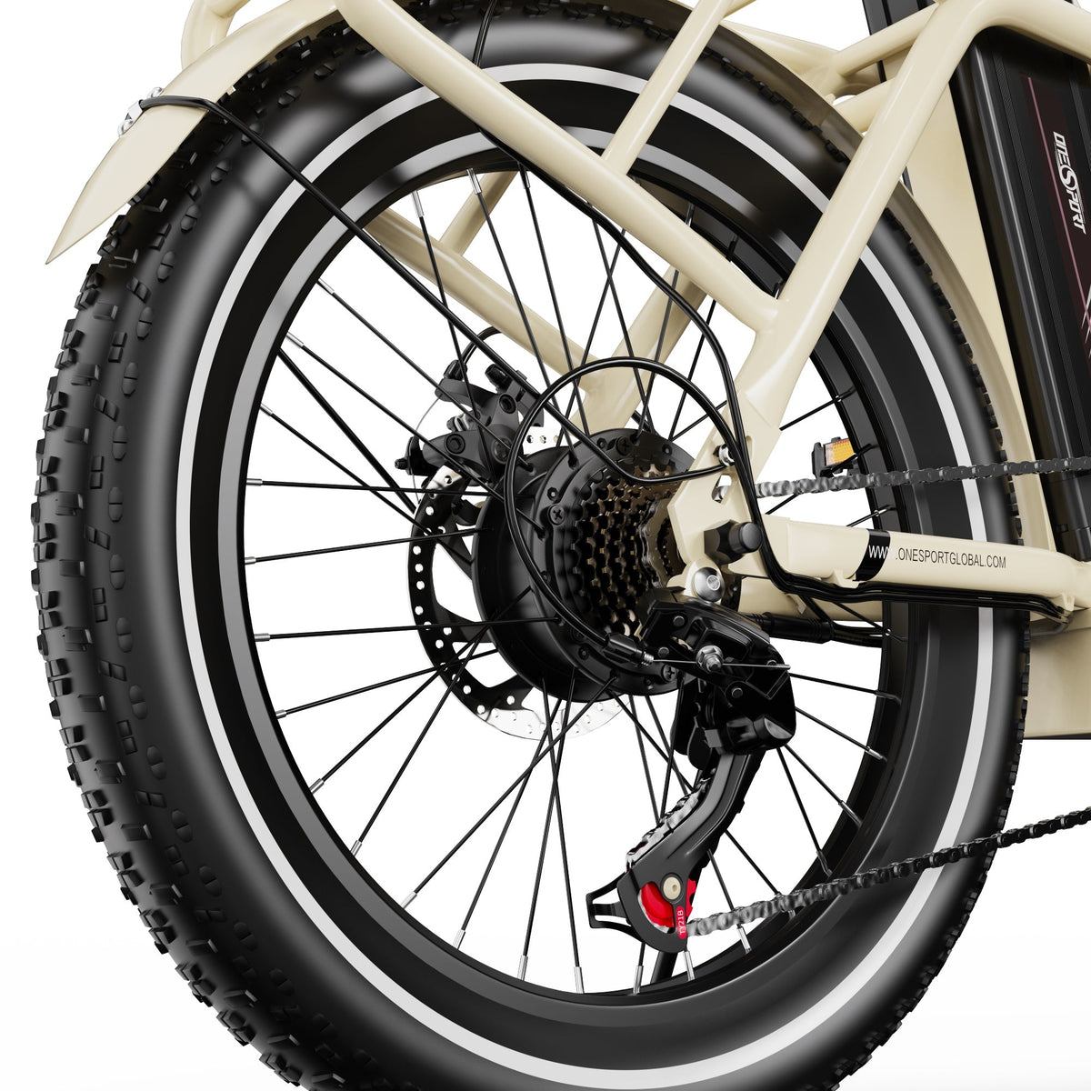 Cambio y cadena de la OneSport OT16-2 en color beige