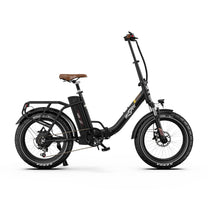 Bicicleta eléctrica plegable fat bike OneSport OT16 Max vista de lado en color negro