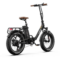 Bicicleta eléctrica plegable fat bike OneSport OT16 Max vista en ángulo desde atrás en color negro