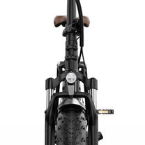 Bicicleta eléctrica plegable fat bike OneSport OT16 Max vista desde atrás en color negro