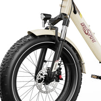 Rueda delantera y horquilla de la OneSport OT16 Max en color beige
