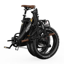 Bicicleta eléctrica plegable fat bike OneSport OT16 Max plegada en color negro