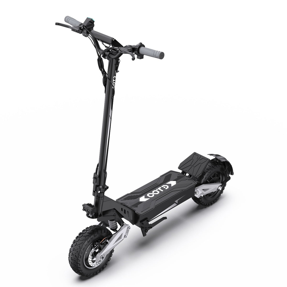 Patinete eléctrico OOTD T10 visto en ángulo desde arriba en color plateado