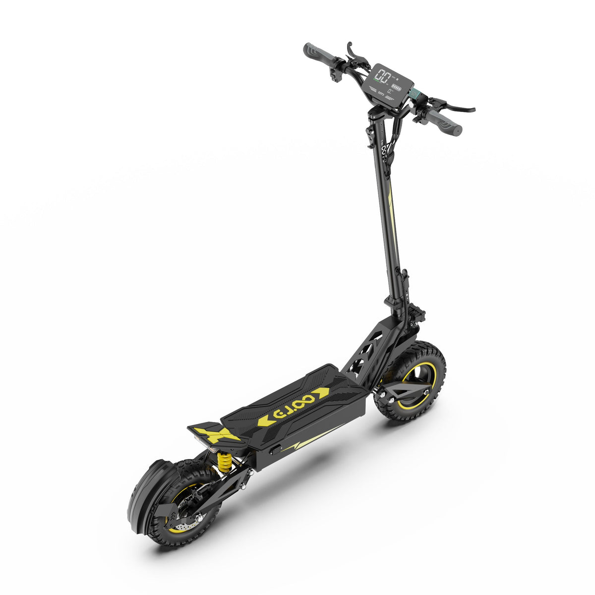 Patinete eléctrico OOTD T10 visto en ángulo desde arriba en color amarillo