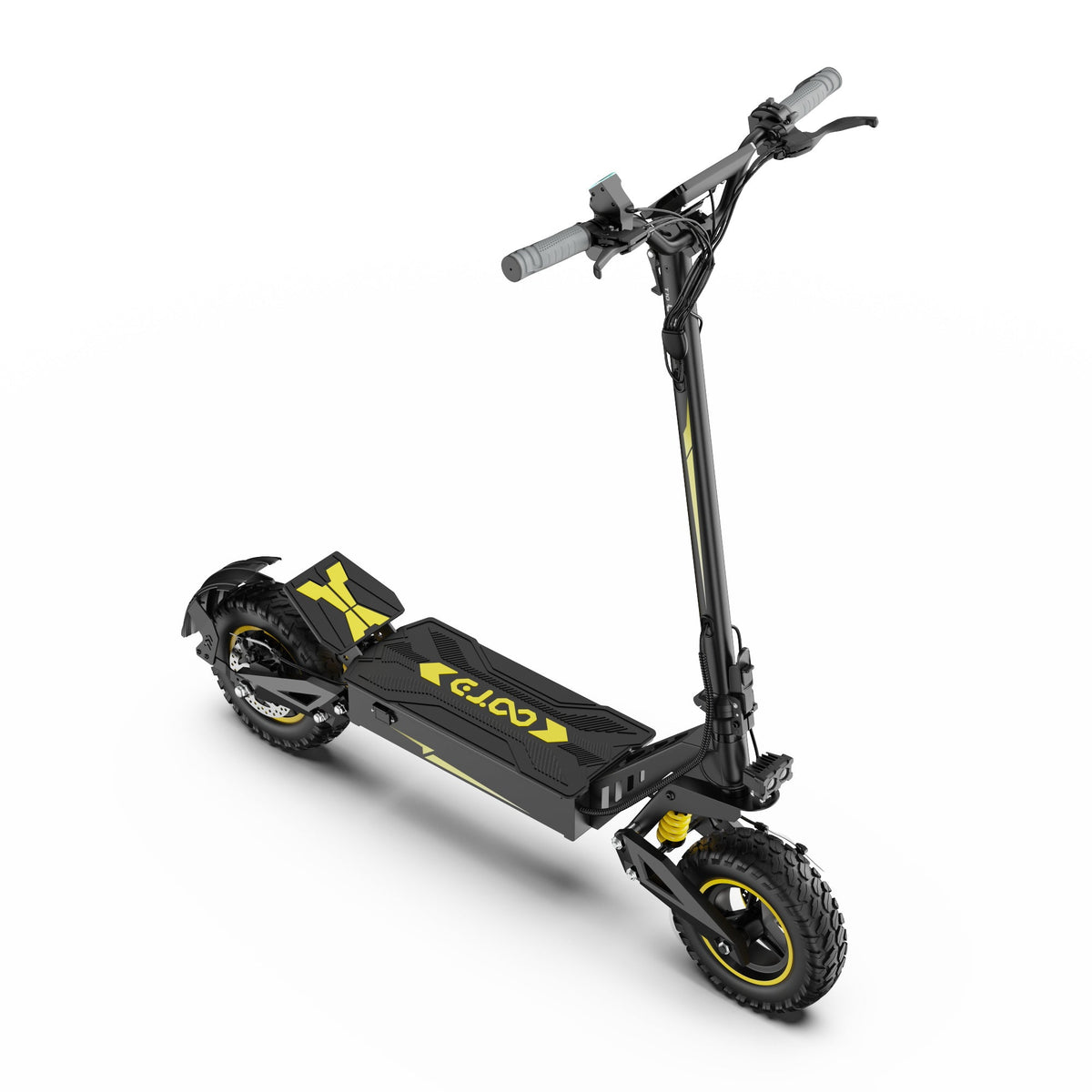 Patinete eléctrico OOTD T10 visto en ángulo desde arriba en color amarillo