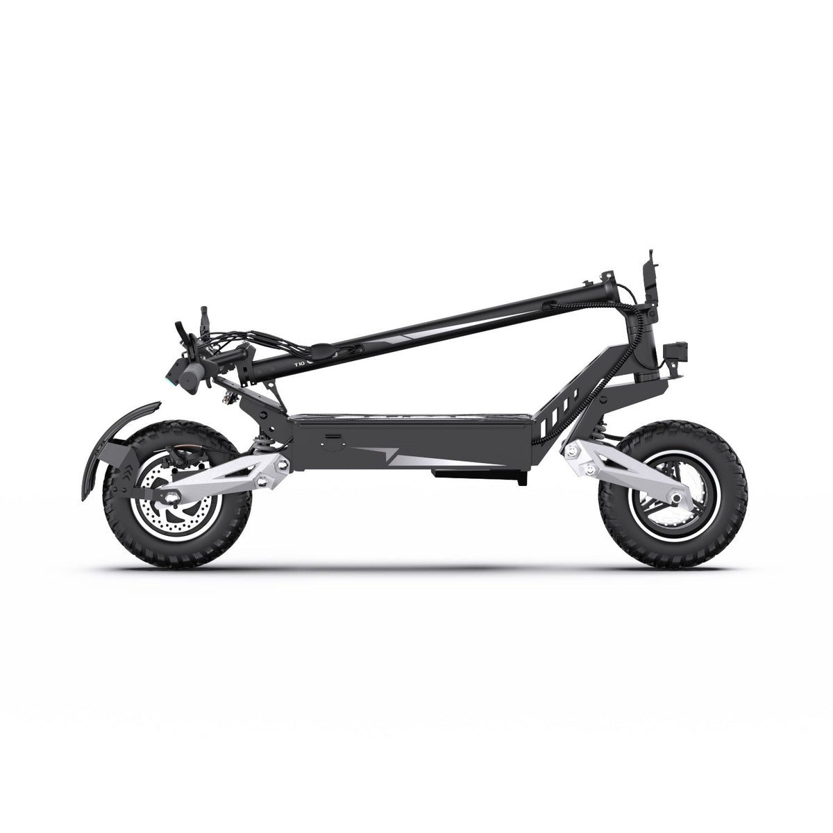 Patinete eléctrico OOTD T10 plegado en color plateado
