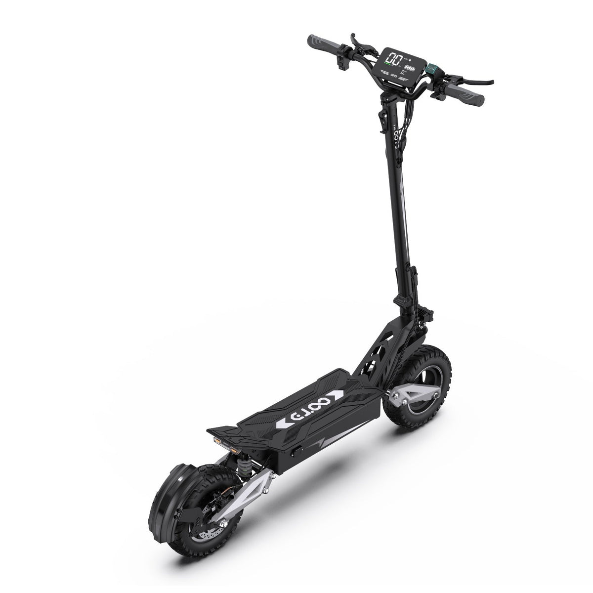 Patinete eléctrico OOTD T10 visto en ángulo desde arriba en color plateado