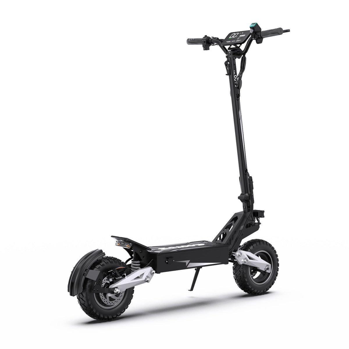 Patinete eléctrico OOTD T10 visto en ángulo desde arriba en color plateado