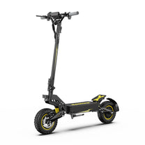 Patinete eléctrico OOTD T10 en vista frontal en ángulo en color amarillo