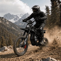 Piloto con la moto cross eléctrica Ridingtimes GT54 Pro fuera de pista
