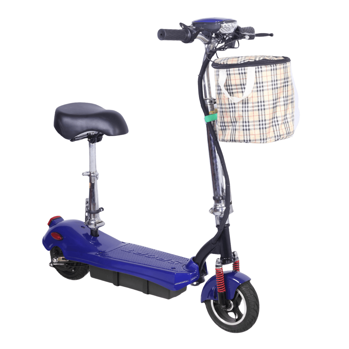 Patinete eléctrico SEEDREAM M5 visto desde el lado opuesto en color azul