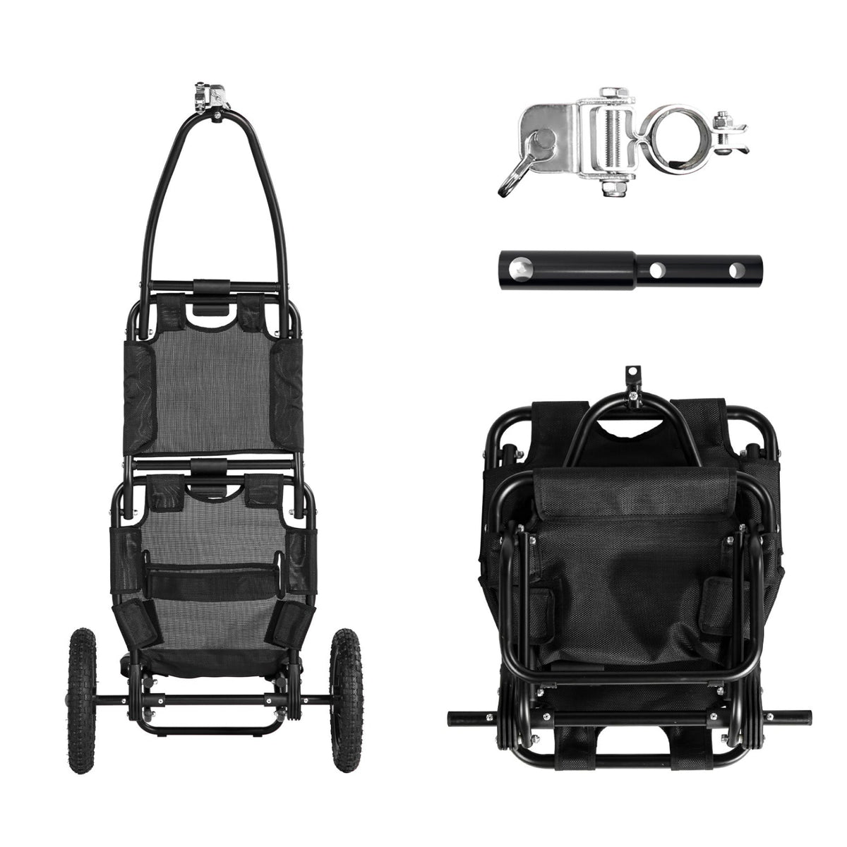Remolque de carga Smart en negro en modo carrito de mano con piezas incluidas