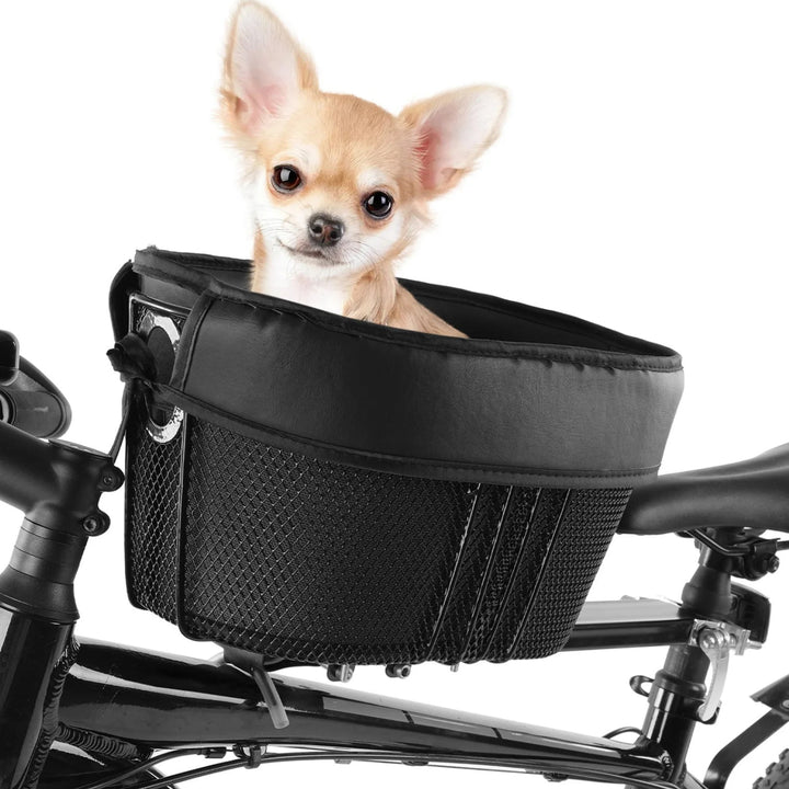 Cesta inteligente para perro para bicicleta con un perro dentro