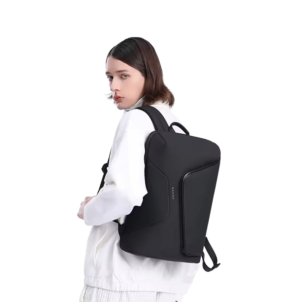 Mochila inteligente Business Edition en una persona, vista lateral