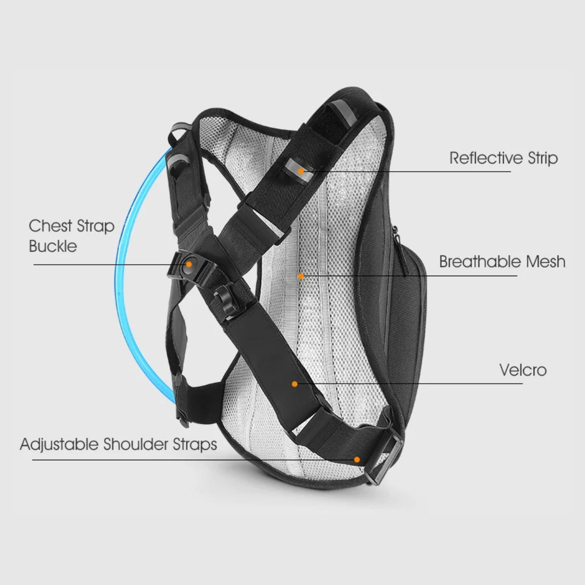 Mochila inteligente con bolsa de hidratación, vista trasera