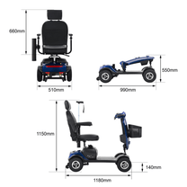 Dibujo con las medidas del scooter de movilidad Sweetrich Max Plus