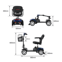 Dibujo con las medidas del scooter de movilidad Sweetrich S1 Sport