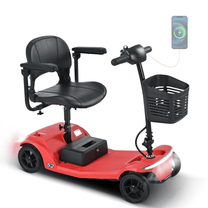 Scooter de movilidad Sweetrich S2 en vista frontal en ángulo en color rojo