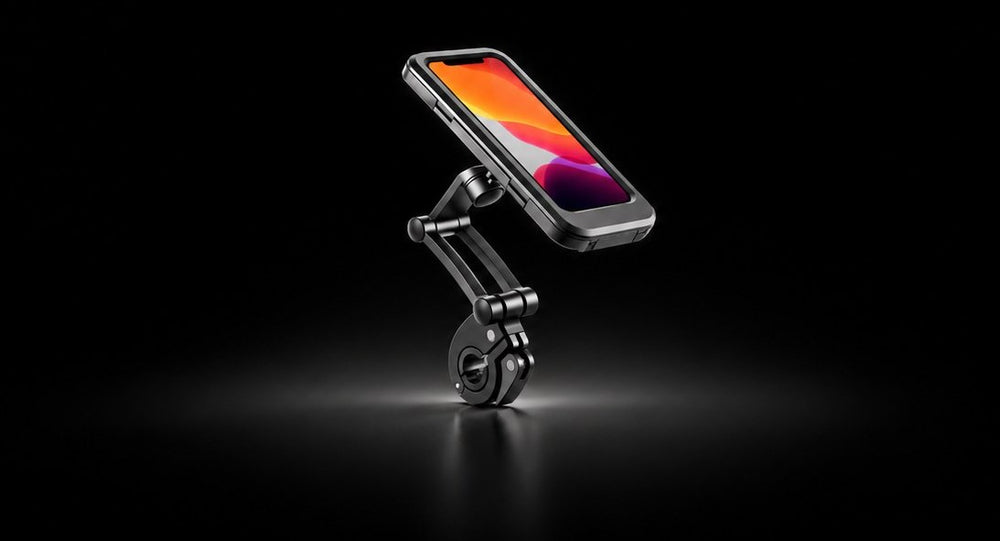 Soporte de móvil para patinete y bicicleta eléctrica de Wheelyshop – soporte negro de manillar