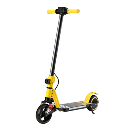 Patinete eléctrico infantil Wheely Junior S5 en vista frontal en ángulo en color amarillo