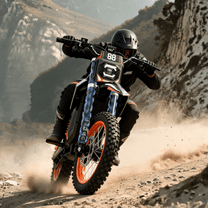 Piloto con la moto cross eléctrica Wheely Y88 fuera de pista