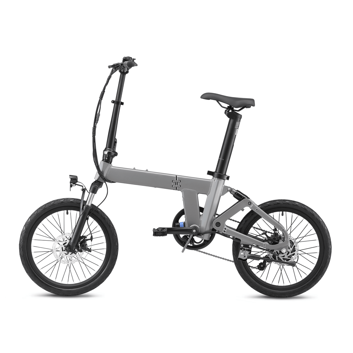 Bicicleta eléctrica plegable YANGOR H19 vista desde el lado opuesto en color gris