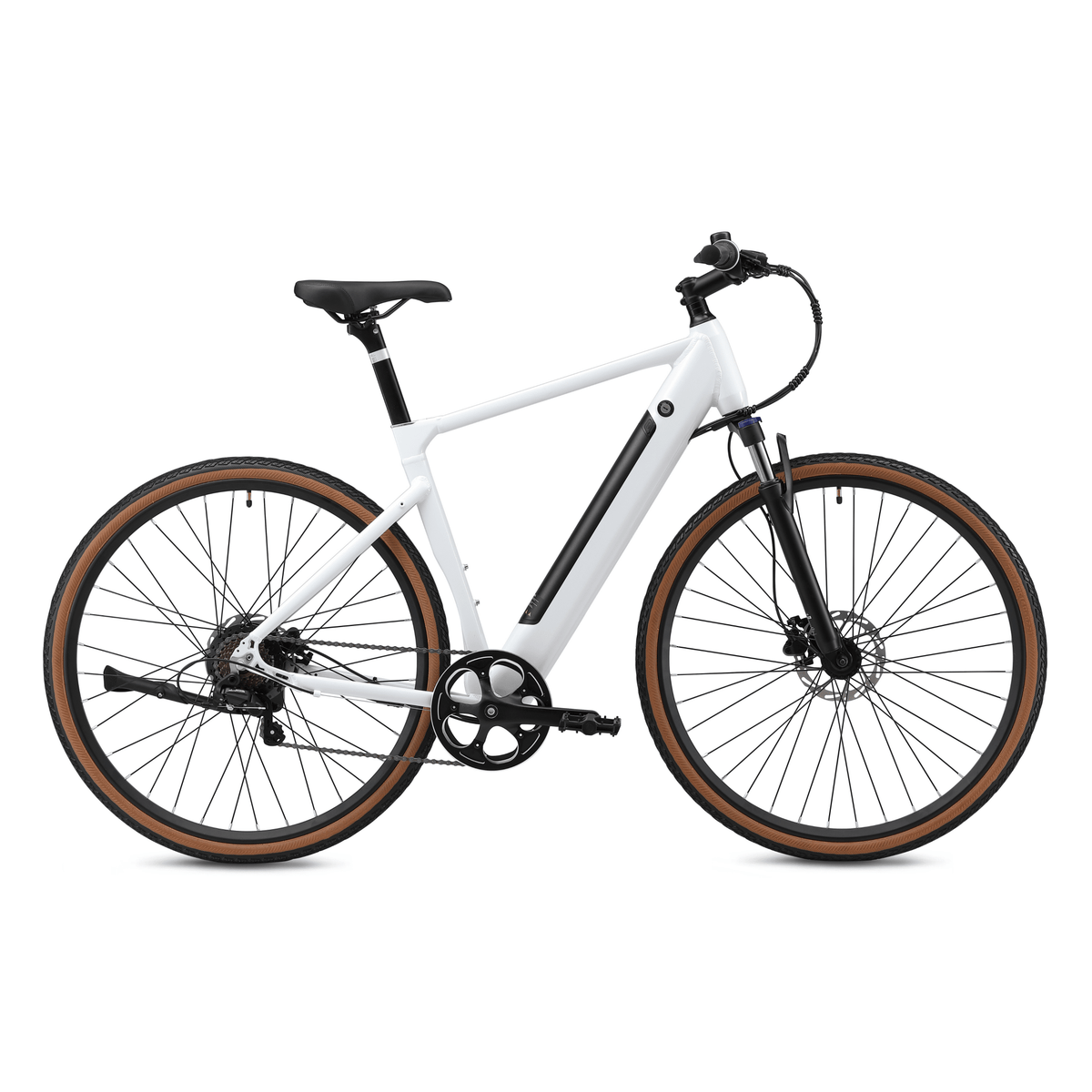 Bicicleta eléctrica YANGOR H700 vista desde el lado opuesto en color blanco