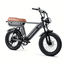 Bicicleta eléctrica fat bike YANGOR Y20 Pro Max en vista frontal en ángulo desde el lado opuesto en color gris